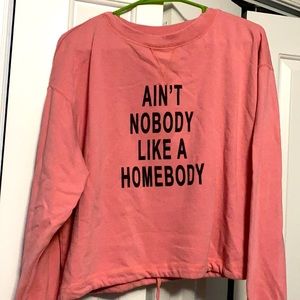 Juniors large crop waist sweatshirt